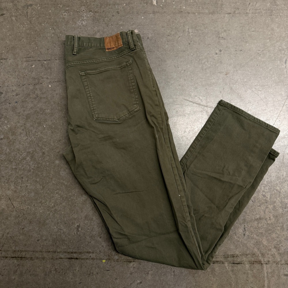 Gap 1969 Slim Fit Pants Mens 36x36 Olive Green Straight Leg 5-Pocket Chino